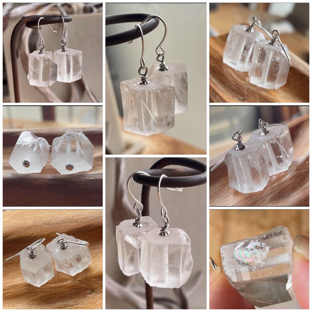 503a 708 714 エンジェルラダーアパタイト水晶ラフロックピアス