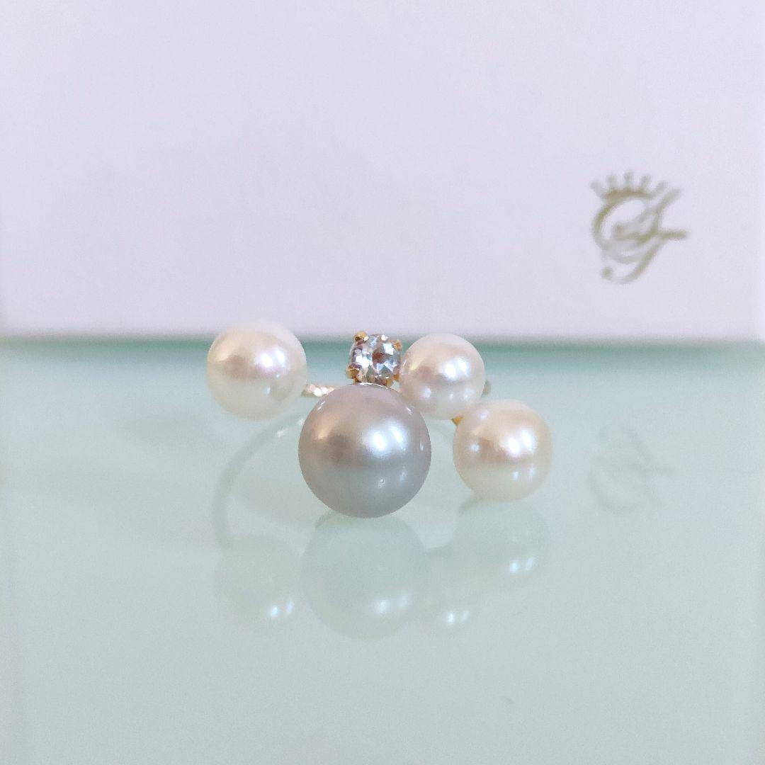 サマンサティアラ K10 YG 紗栄子 コラボ パール 真珠 CZ リング 7号