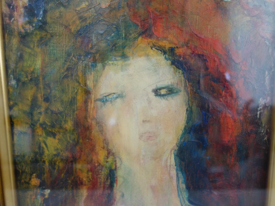 中古】M▽河本和子 少女 油彩 絵画 額縁 (37900) - メルカリ