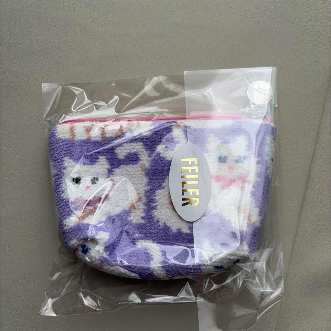 フェイラー　LOVERARY モフモフネコチャン　舟型ポーチS WEB限定 モフモフネコチャン 舟型ポーチM L/MNC-260282（WEB限定）(ペール