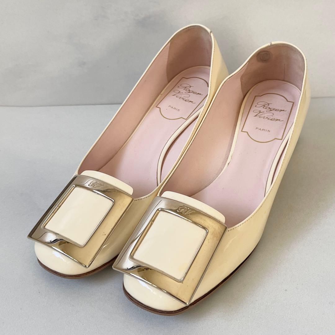 ロジェヴィヴィエ パテント パンプス トレヴィヴィエ チャンキーヒール35.5 ロジェヴィヴィエ パンプス パテント レディース SIZE 36 Roger Vivier
