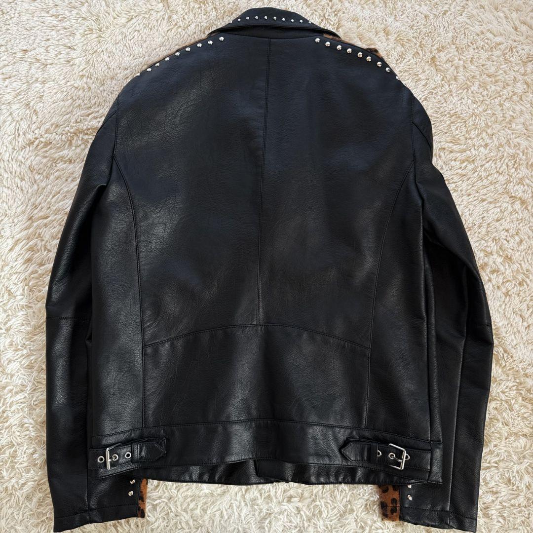 ZARA レオパード 豹柄 フェイクレザー ダブルライダース レザー
