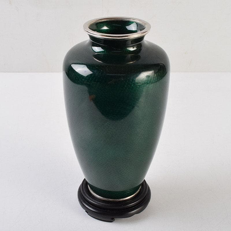 七宝焼 熱化工業 透釉 花鳥文 花瓶 唐木台・箱付 V R9322 - メルカリ