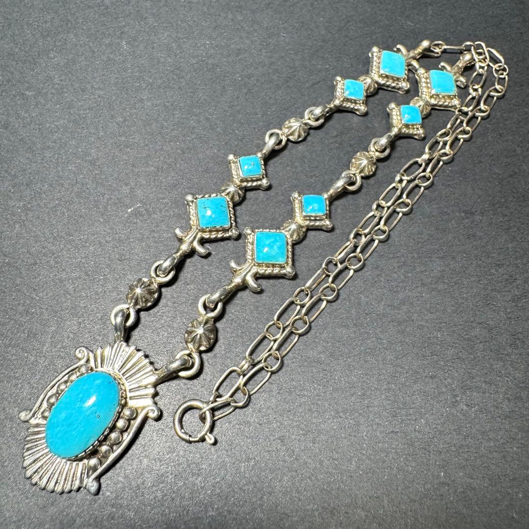 NAVAJO インディアンジュエリー R.B ネックレス ターコイズ 925 ナバホ族 シルバー925 ターコイズ コーラル インディアンジュエリー