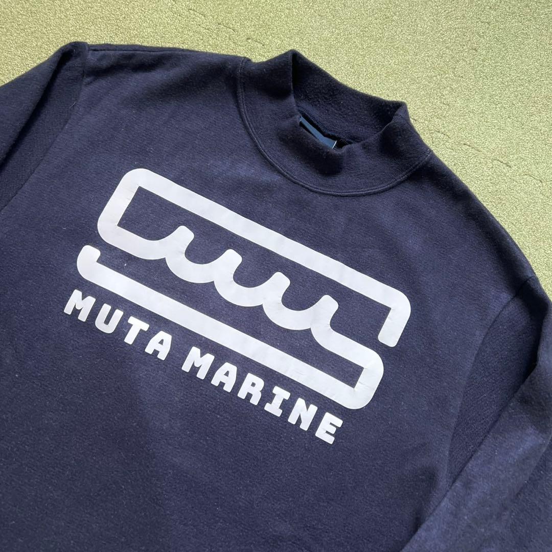 MUTA MARINE ムータマリン モックネック 長袖 メンズ ロゴ ネイビー