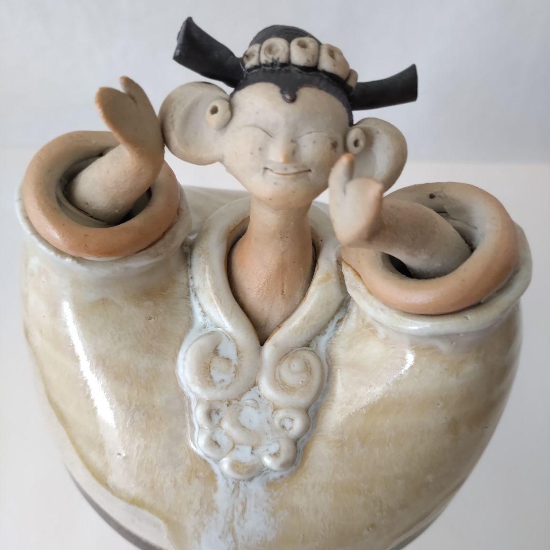 青芳人形 念ずれば花開く 砥部焼 青芳窯 森元青芳 創作人形 オブジェ