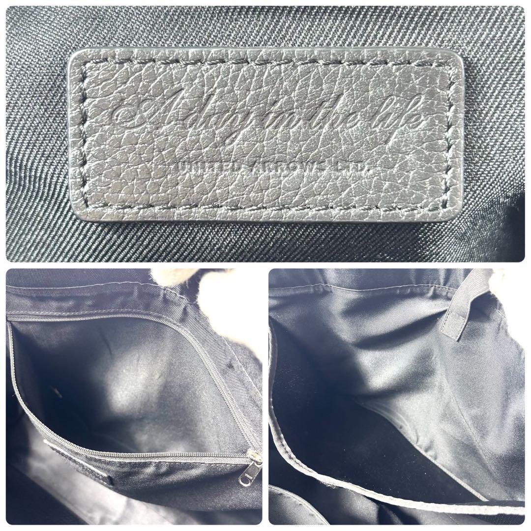 ✨美品✨ユナイテッドアローズ トートバッグ シボ 本革 黒 A4可 大容量