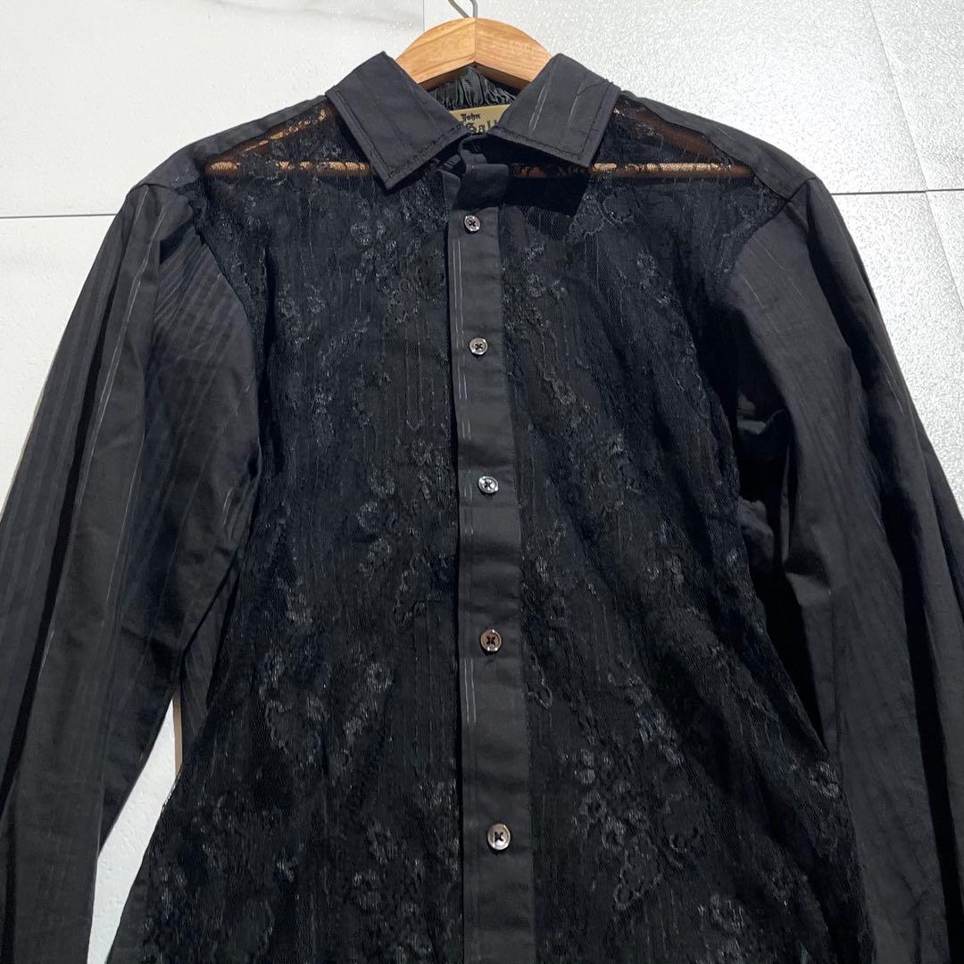 入手困難✨ ジョンガリアーノ レース生地 ブラック カットソー フォーマル 黒色