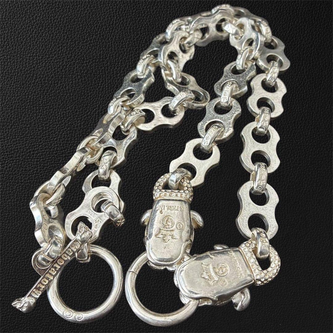 S925刻印 ヴィンテージチェーン ピットブル彫刻 ネックレス 重厚感 犬