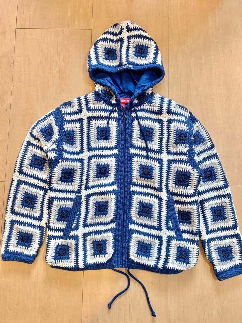 SUPREME Crochet Hooded Zip Sweater - メルカリ