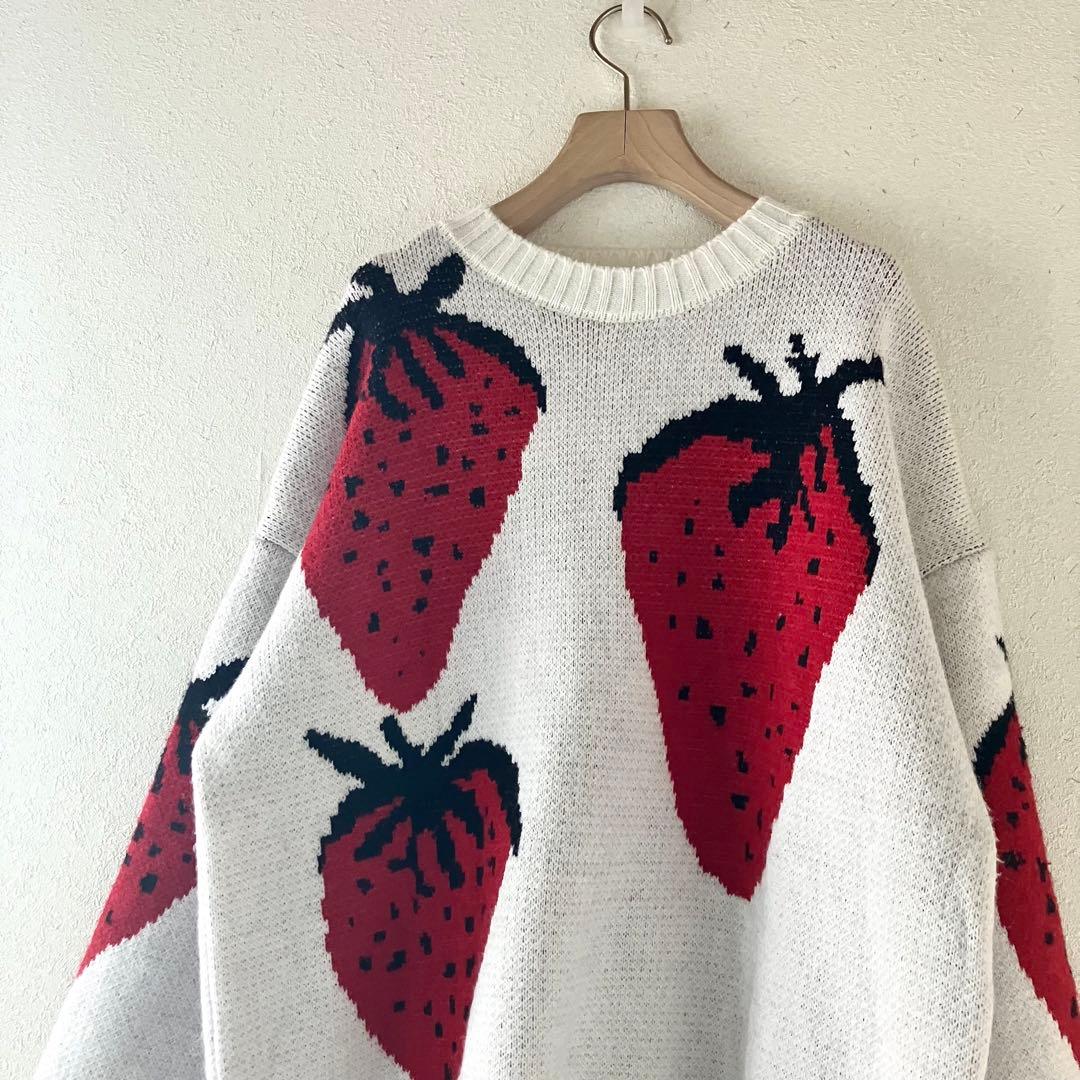 いちご 苺 コットン ニット セーター ストロベリー ヴィンテージ