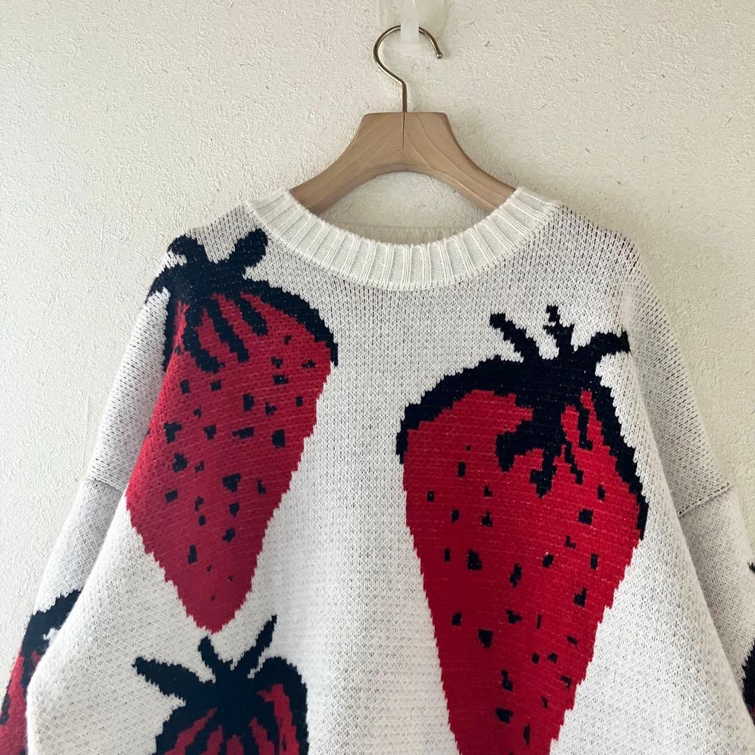 いちご 苺 コットン ニット セーター ストロベリー ヴィンテージ