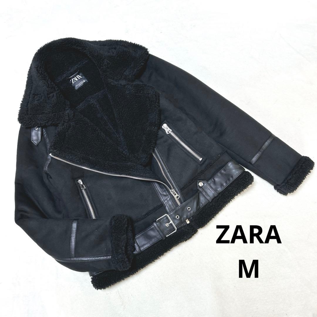 極美品✨【ZARA】フェイクムートン ボア ダブルライダースジャケット(M