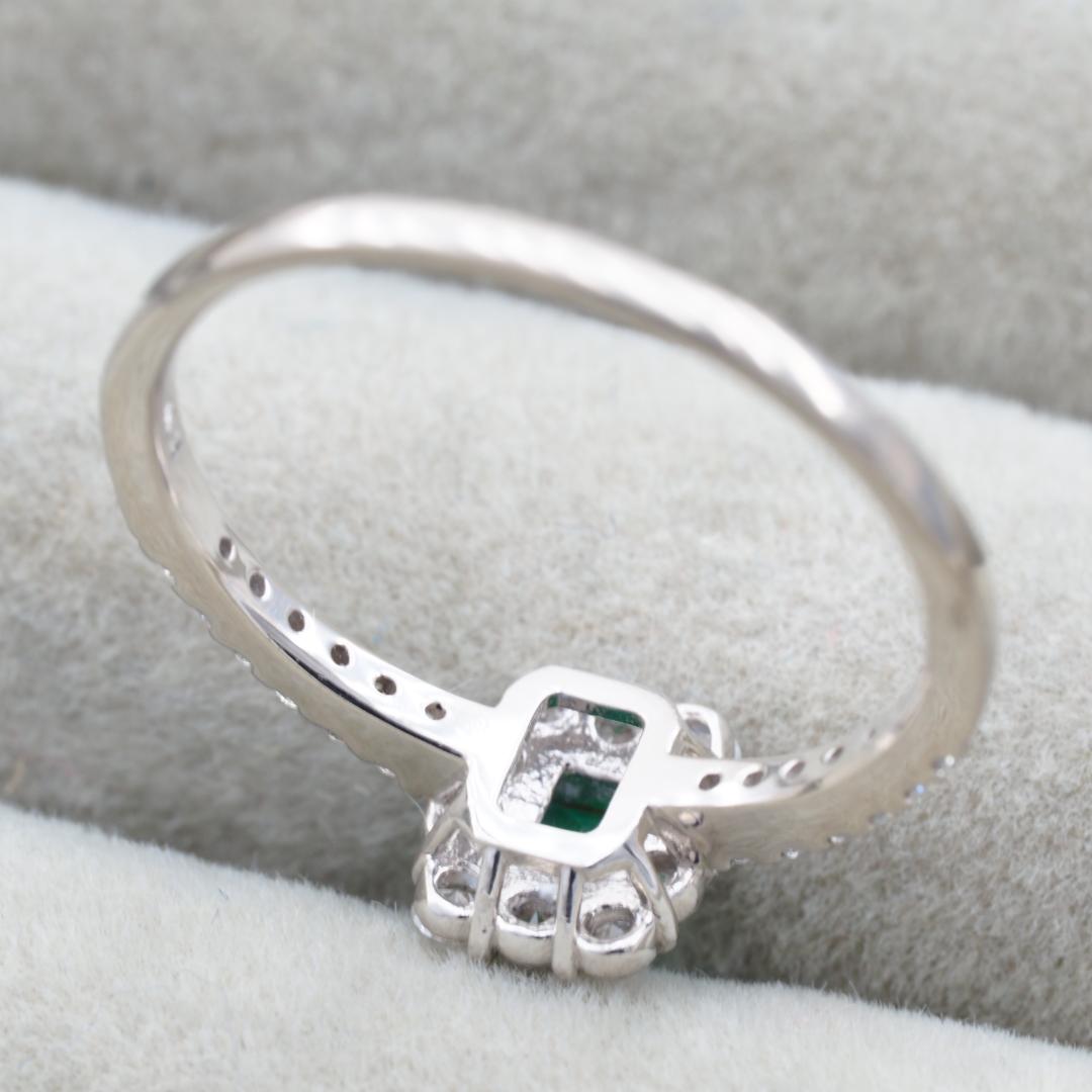 上質エメラルド 0.15ct ダイヤ 0.33ct リング 12号 Pt900