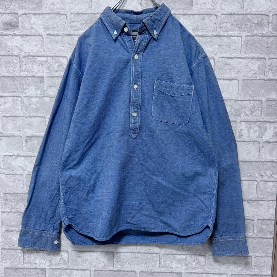 希少】桃太郎ジーンズ ハーフボタン デニムシャツ インディゴ 長袖 L