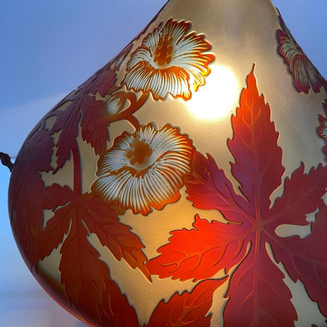 稀少品 ガレ風ランプ 被せ硝子 マッシュルーム ランプ きのこ キノコ