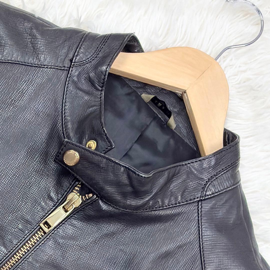 美品 ザラ ラムレザー シングルライダース サフィアーノレザー XL相当