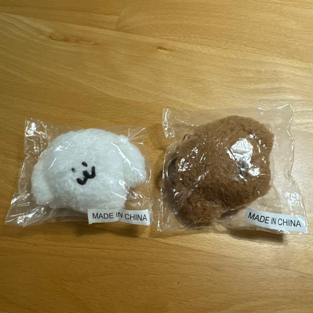 新品 SaucyDog わんこぬいキーホルダー 白 茶 レア サウシードッグ 犬