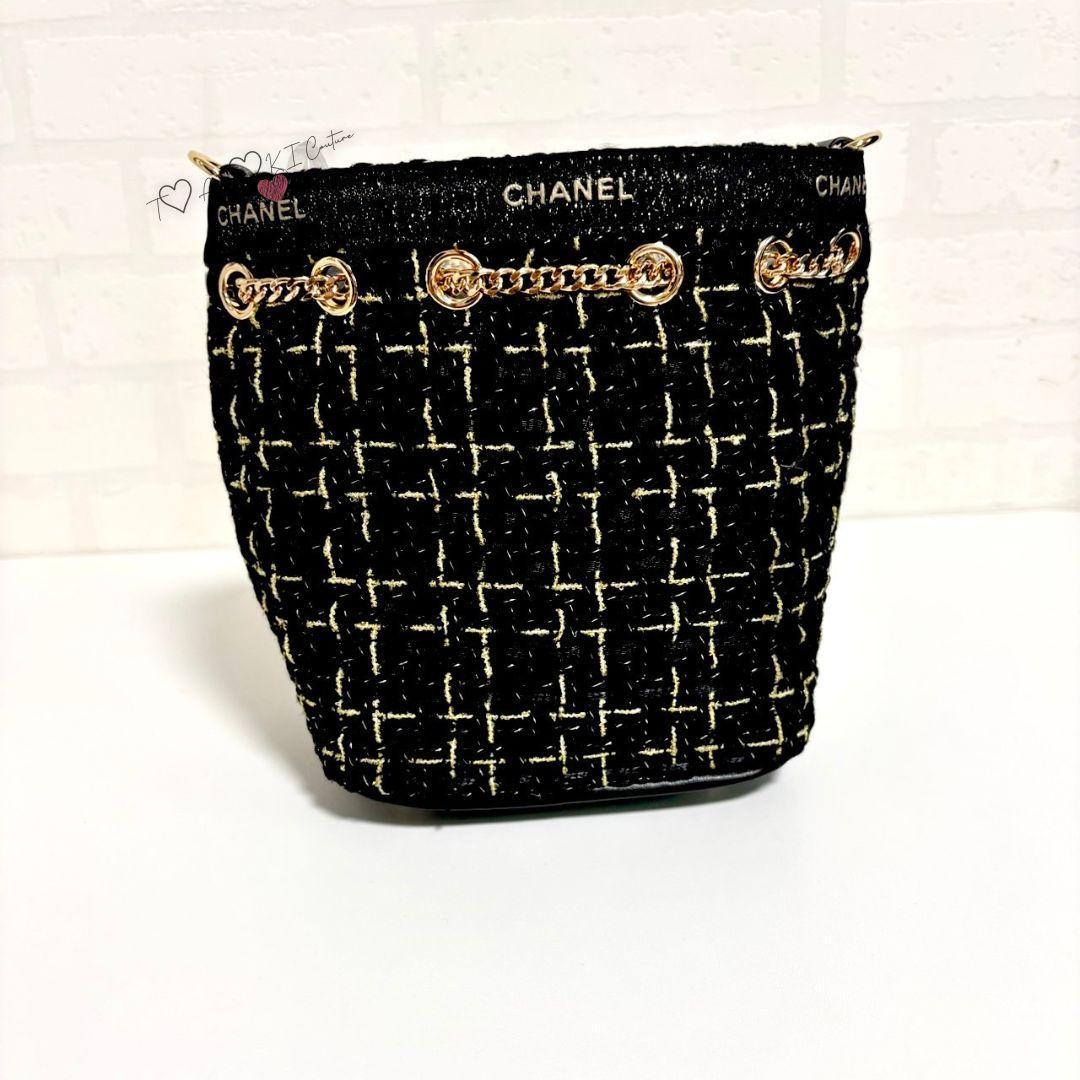 数量限定❤CHANEL❤ブラックラメ巾着ショルダーバッグゴールドチェーン