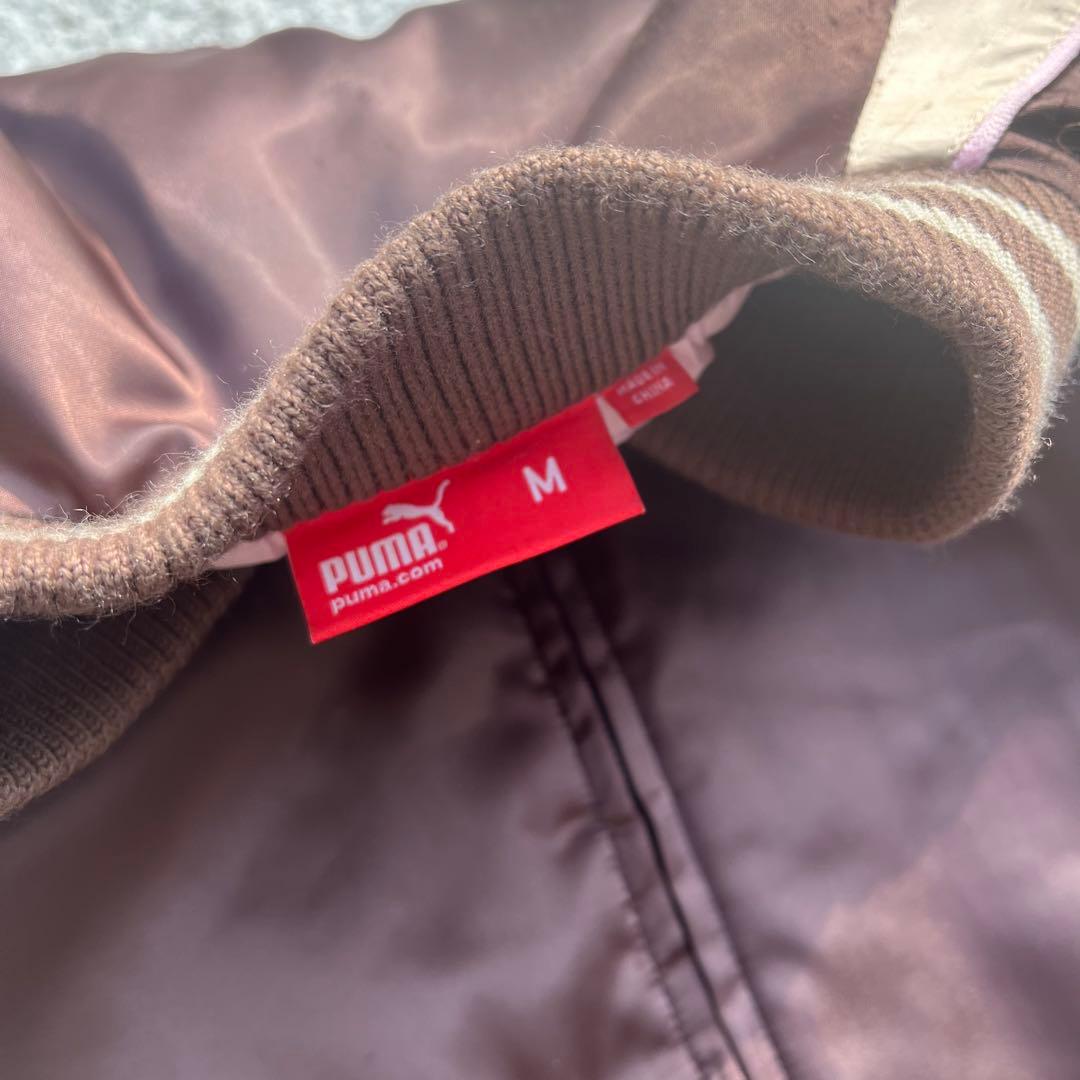 PUMA スカジャン 希少 ブラウン×ゴールド×ピンク ボンバージャケット