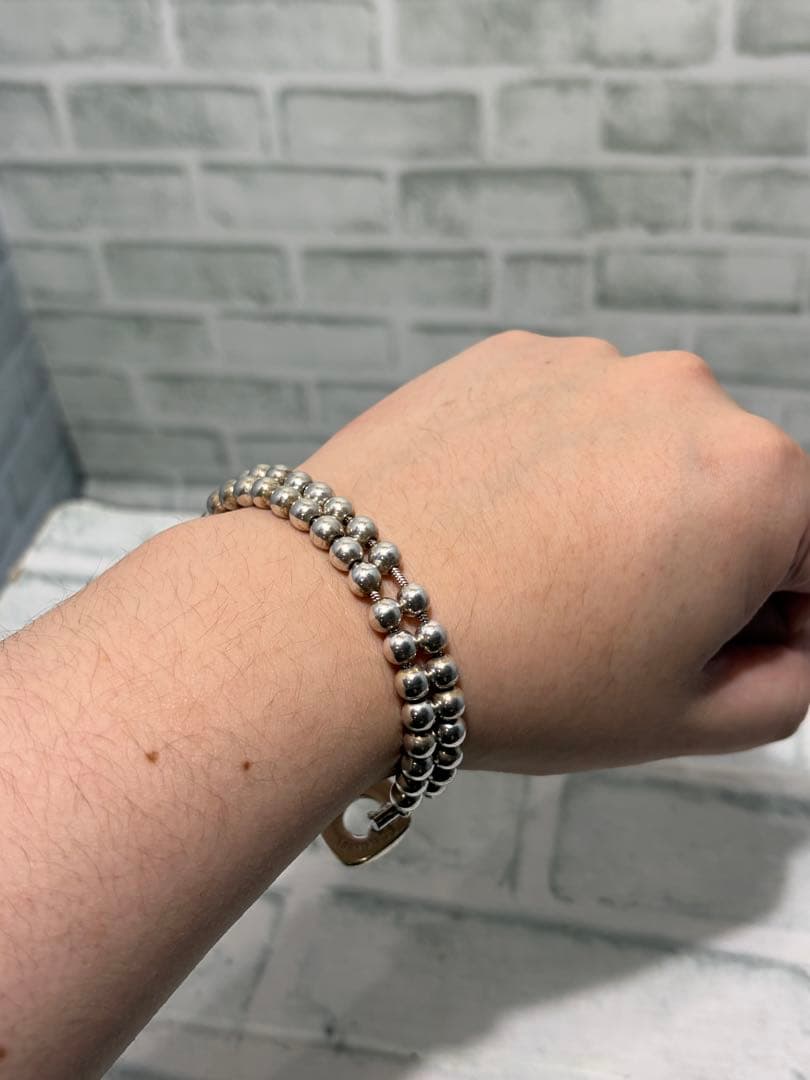 希少 オールドティファニー ヘビー Tバー 2連 ボールチェーン ブレス