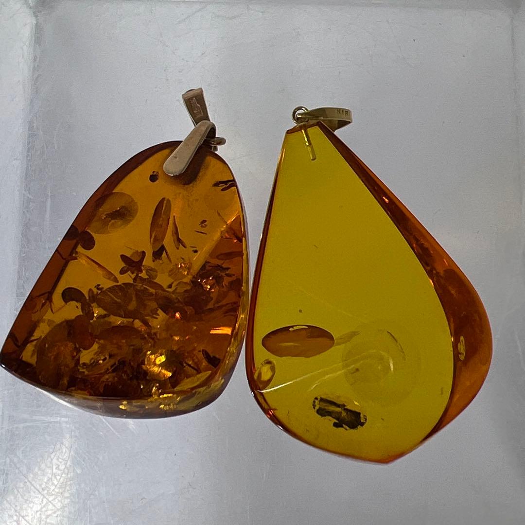 K18刻印 583刻印 本琥珀ネックレストップ2点15g トヒチサ - メルカリ