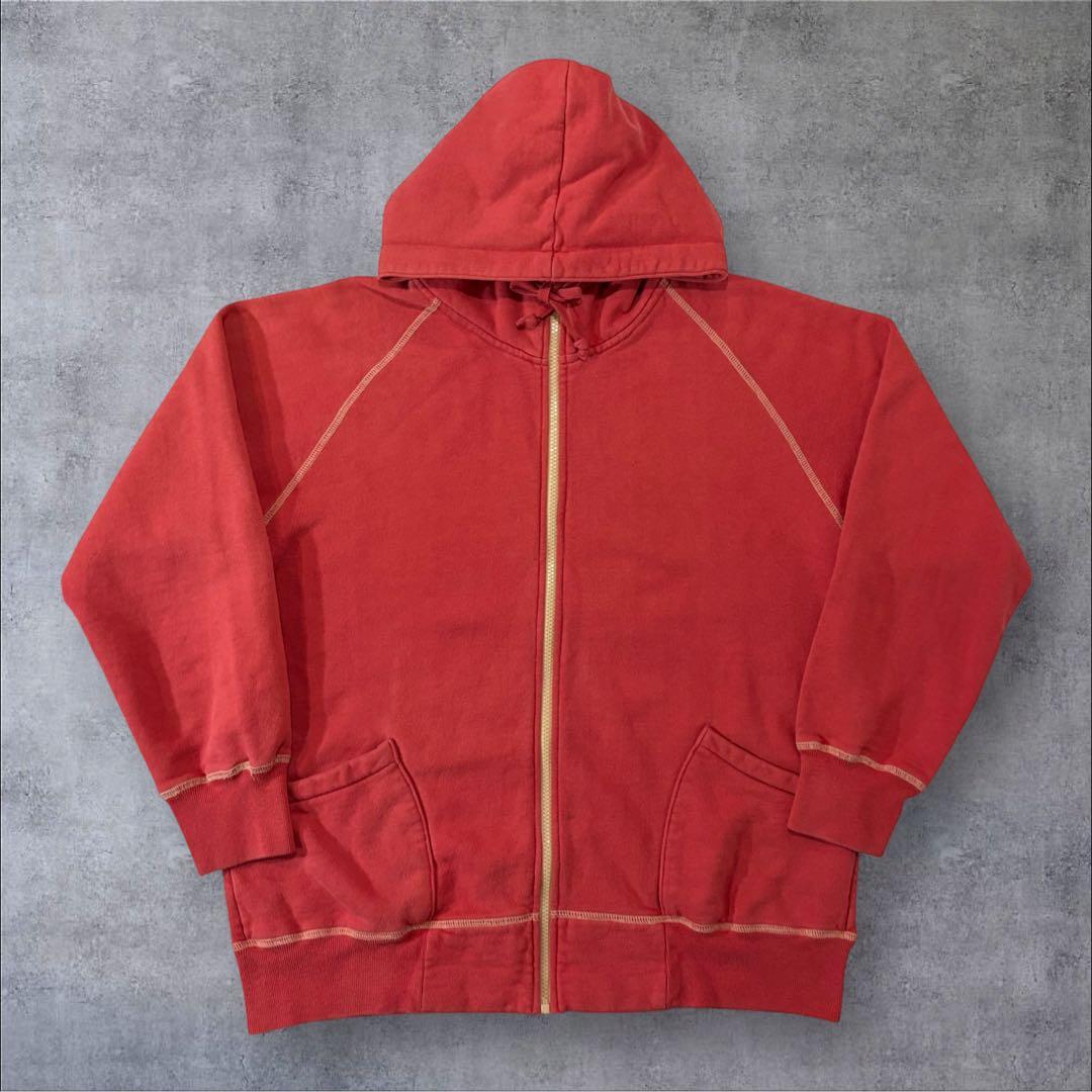 DWE セパポケ ビンテージディテール ジップアップパーカー 赤 L相当