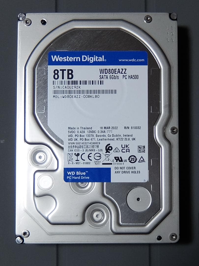 WD Blue 8TB 内蔵HDD 使用時間3959時間 CMR採用8TB HDDの新モデル「WD Blue WD80EAZZ」を買ってみた、コスパは