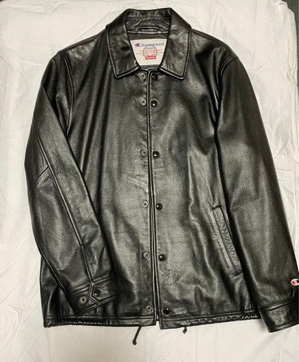 Supreme Champion レザー コーチジャケット 黒 S チャンピオン - メルカリ