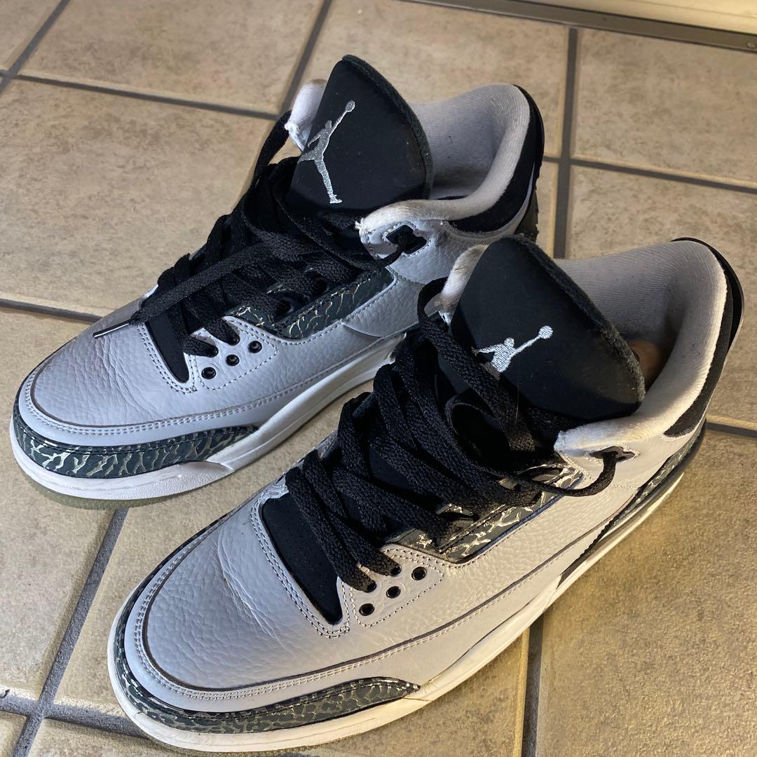 シューズ(男性用) Nike Air Jordan 3 Retro \"Wolf Grey\" Nike Air Jordan 3 Retro Wolf Grey Metallic Silver Black 136064-004