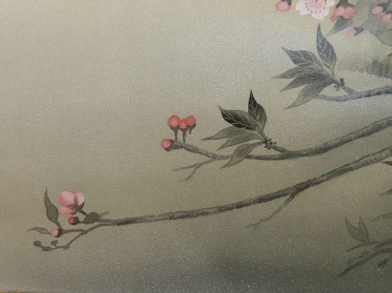 掛軸　　岡本紫洸　『春宴』　大幅　共箱　二重箱　美品　【桜　月】