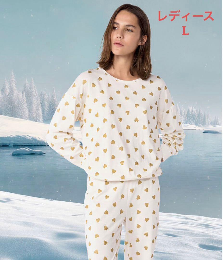 新品 未使用 プチバトー レディース L 長袖 パジャマ ハート ラメ 新作 プリント長袖パジャマ | ベビー服・子供服通販のPETTIT BATEAU【公式】