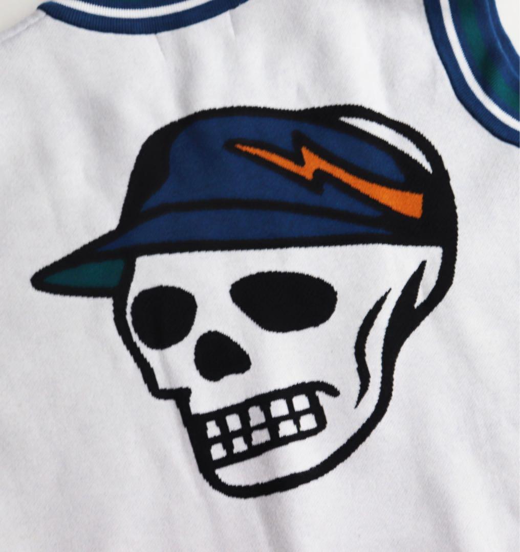 《デヴァローゴルフ》未使用 バックビッグスカル ニットベスト オーバーサイズS