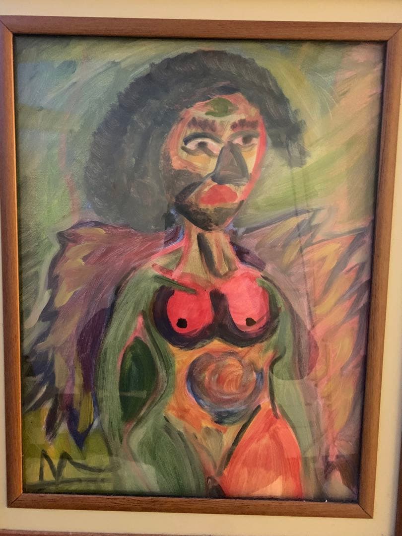 Three colours lady boy 油絵