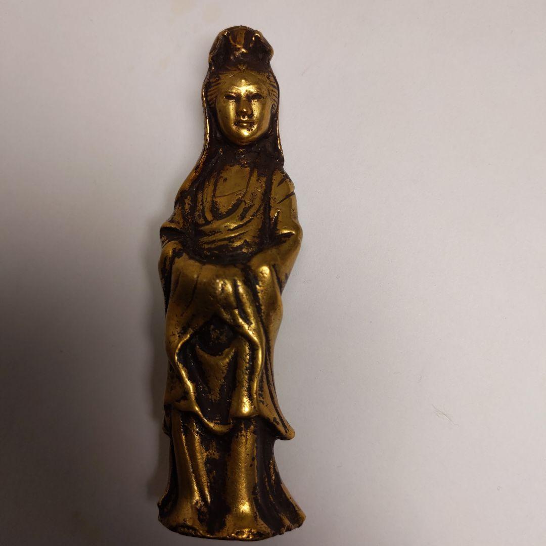 鍍金　観音像　リアルなお顔立ち 楽天市場】聖観音菩薩 合金製 26cm【牧田秀雲作】 高さ26cm×巾8.8cm