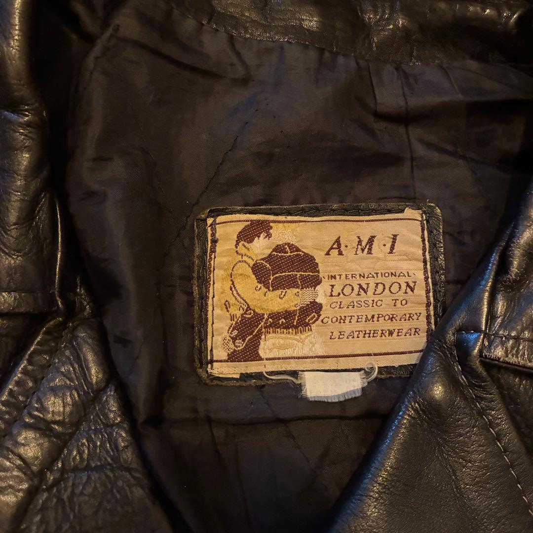80s vintage A.M.I LONDON ダブルライダースジャケット - メルカリ