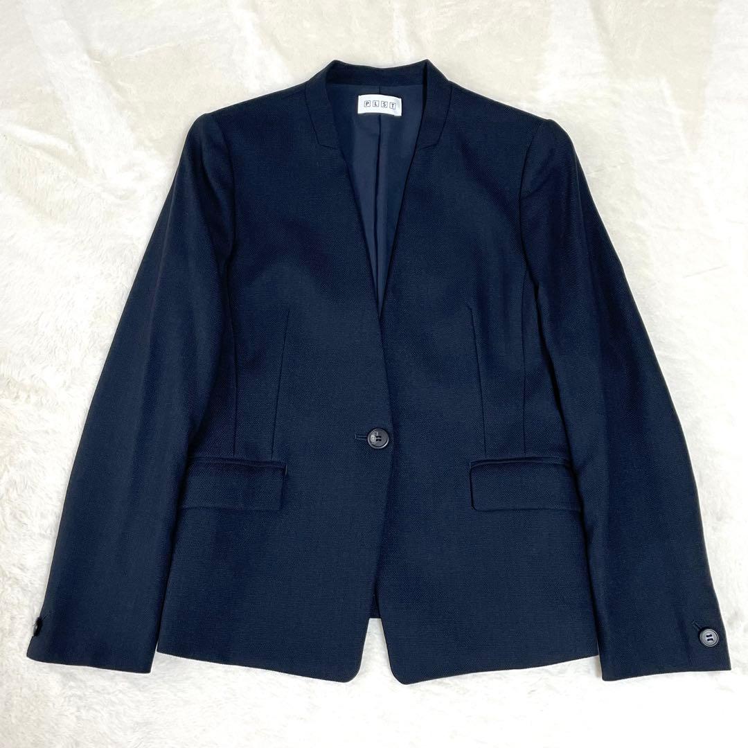 美品 PLST プラステ　ノーカラー　セットアップ　パンツスーツ　カノコ生地 M