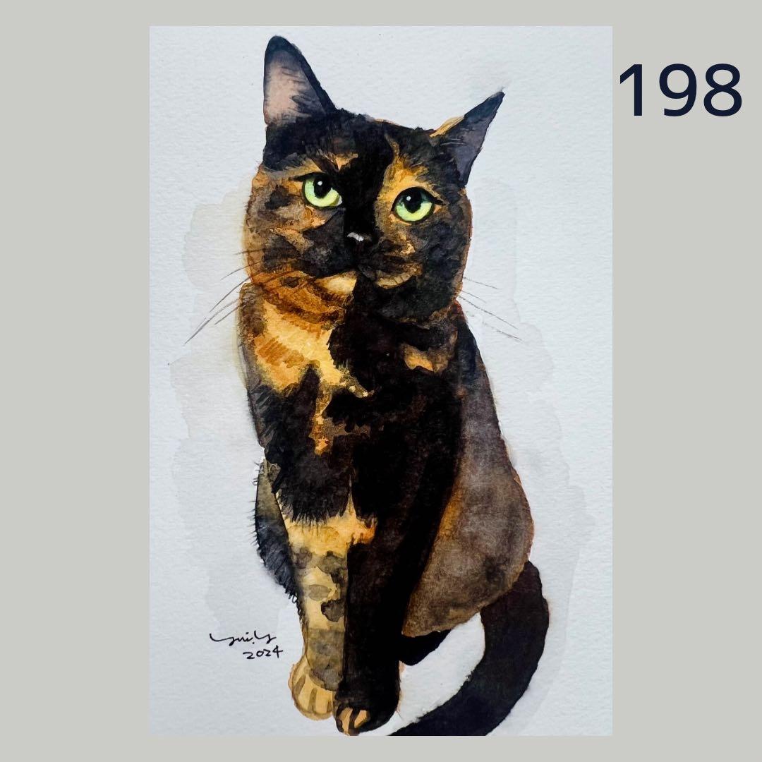 猫の絵198 水彩画 原画 サビ猫 - メルカリ