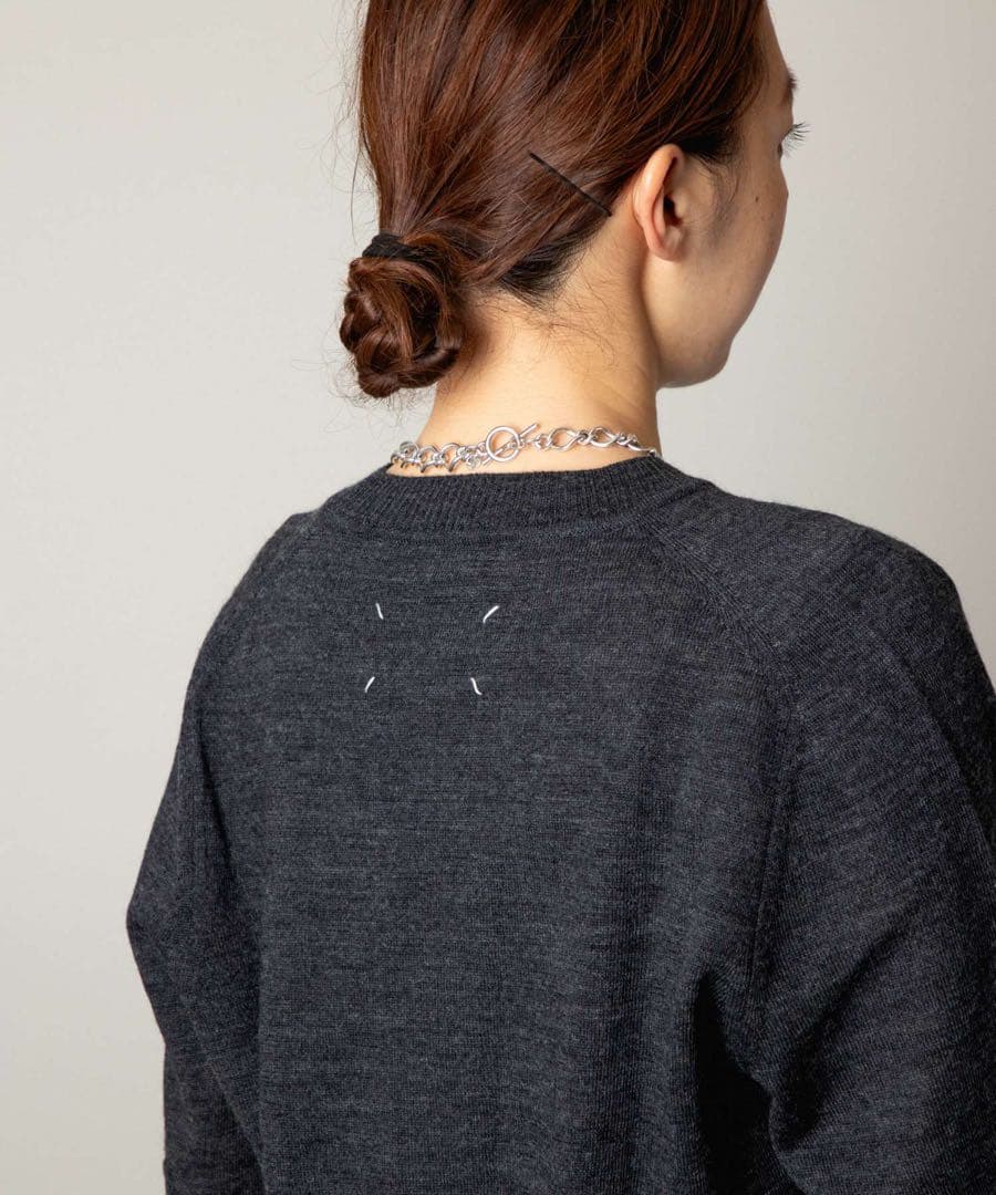 美品 メゾンマルジェラ エルボーパッチニット XS Maison Margiela（メゾンマルジェラ） ウール エルボーパッチ クルー