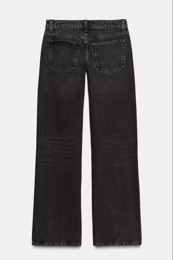 ZARA TRF ワイドレッグローライズデニムパンツ EU34 - メルカリ