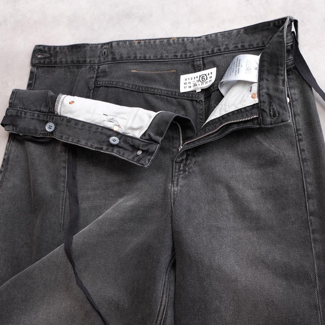 美品 MM6 ブラックデニム ラップパンツ 近年モデル ワイド 24ss - メルカリ