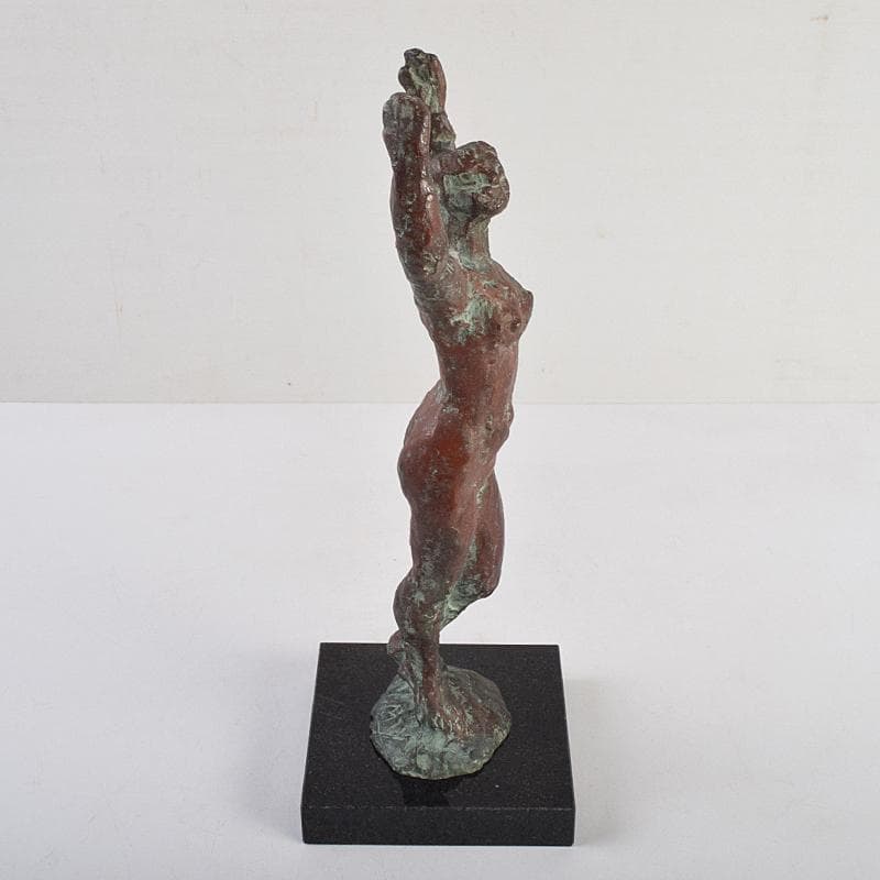 ブロンズ　山脇正邦作　「創造」　裸婦像　高さ約31㎝　共箱　D　R9123B