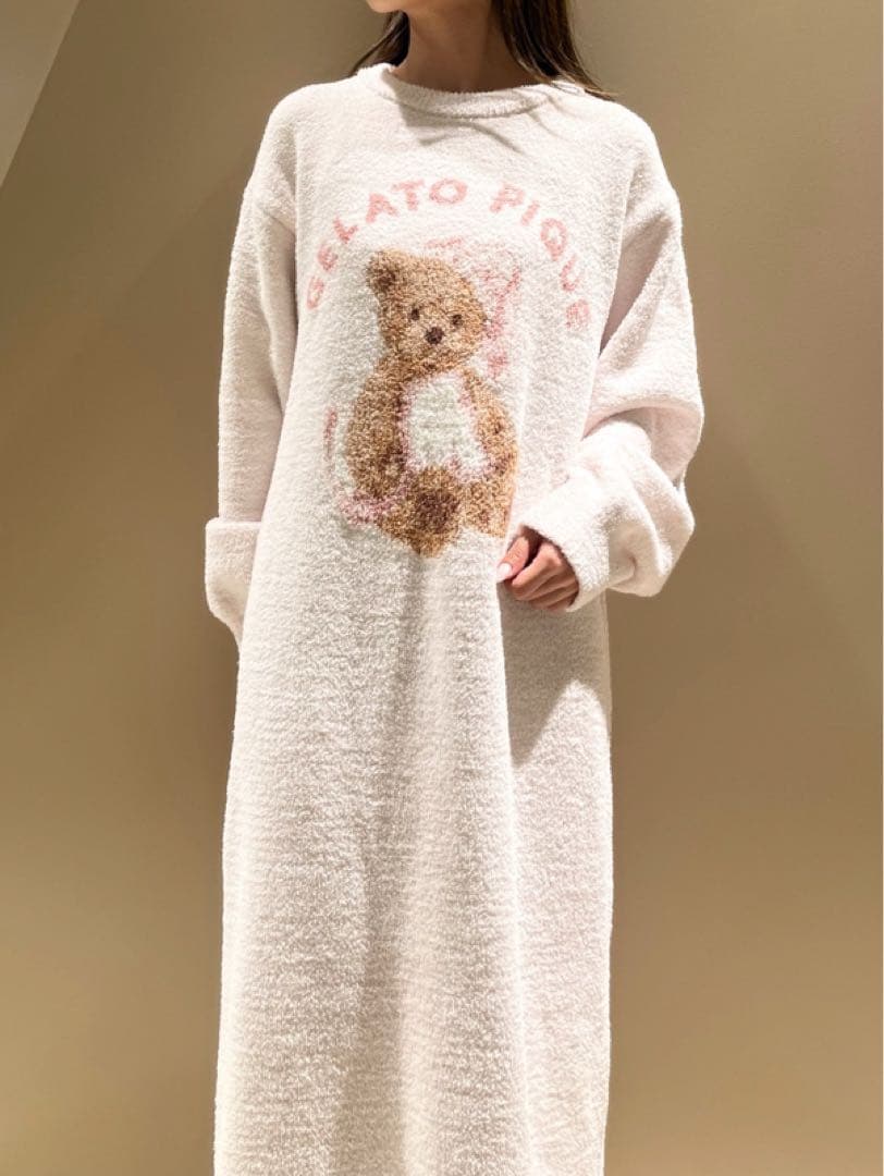 ジェラートピケ ジェラピケ グッドナイトベアジャガードワンピース