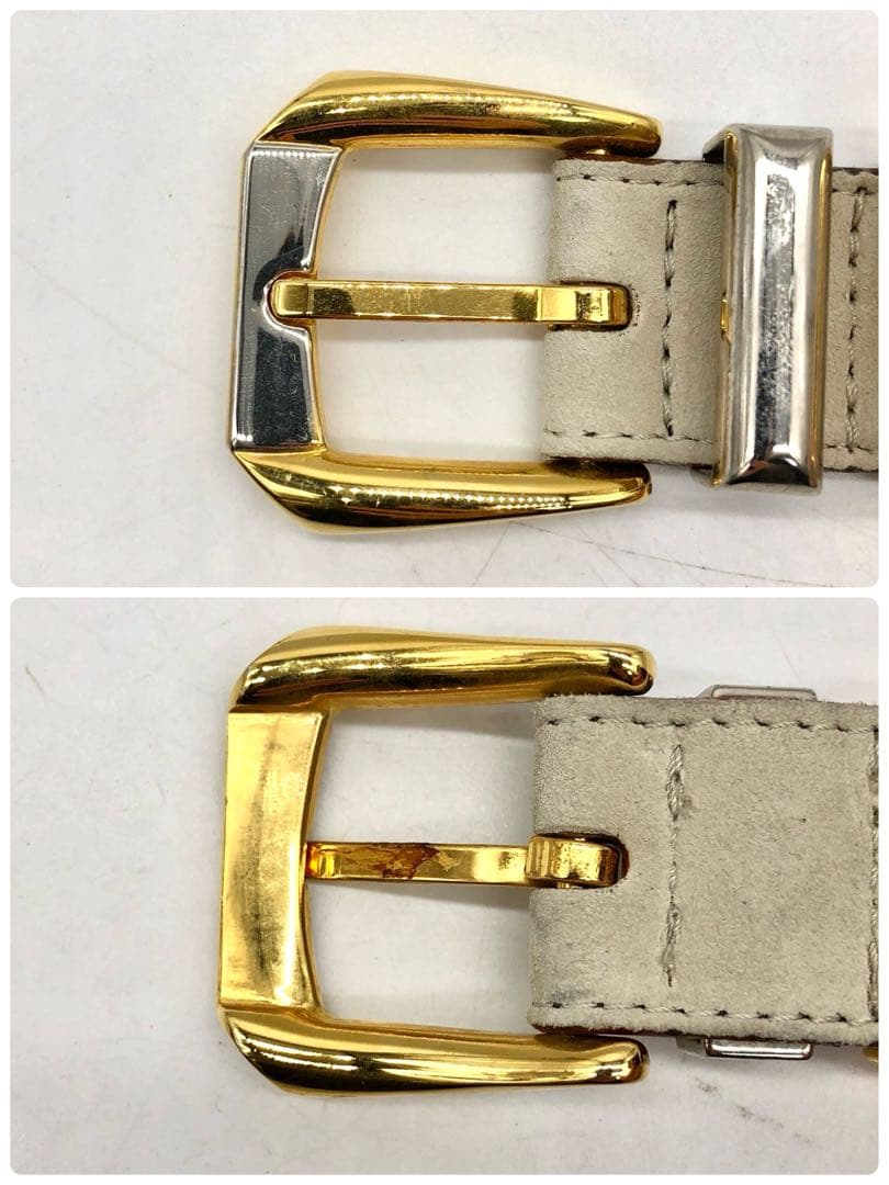 美品】ヴェルサーチ ベルト メデューサ スウェード ベージュ ゴールド