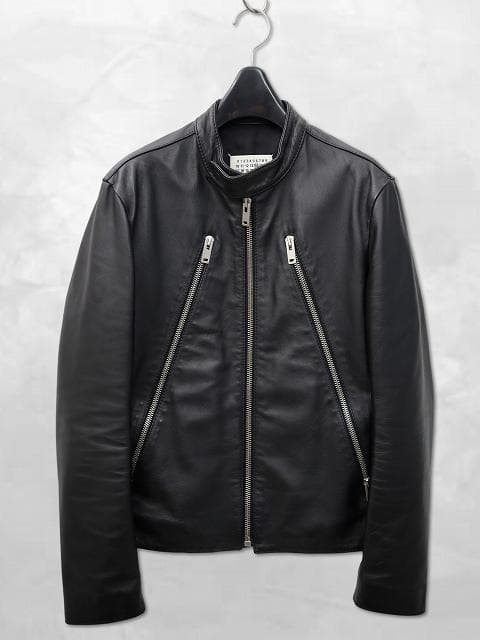 メゾンマルジェラ 14 レザー 5ジップ 8の字 ライダースジャケット 46 Maison Margiela メゾンマルジェラ 八の字 5ZIPライダース ジャケット