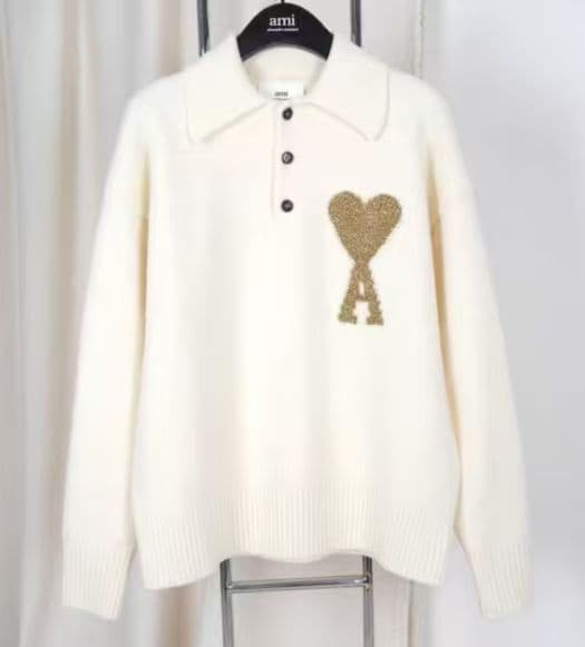 AMI PARIS ニットセーター ホワイト ポロニット 美品 M AMI PARIS ホワイト ニット セーター ポロニット M - メルカリ