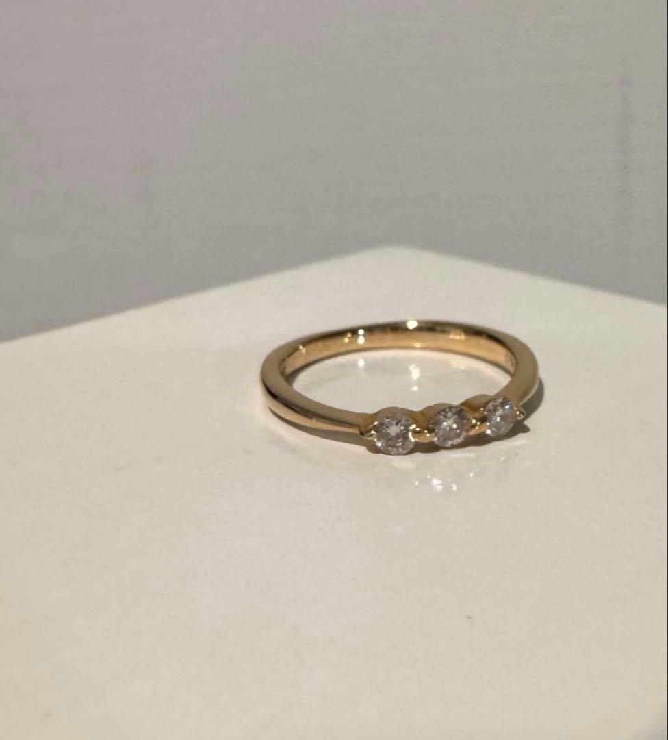 K18 ダイヤモンド 3石　0.2ct リング　ゴールド　刻印あり
