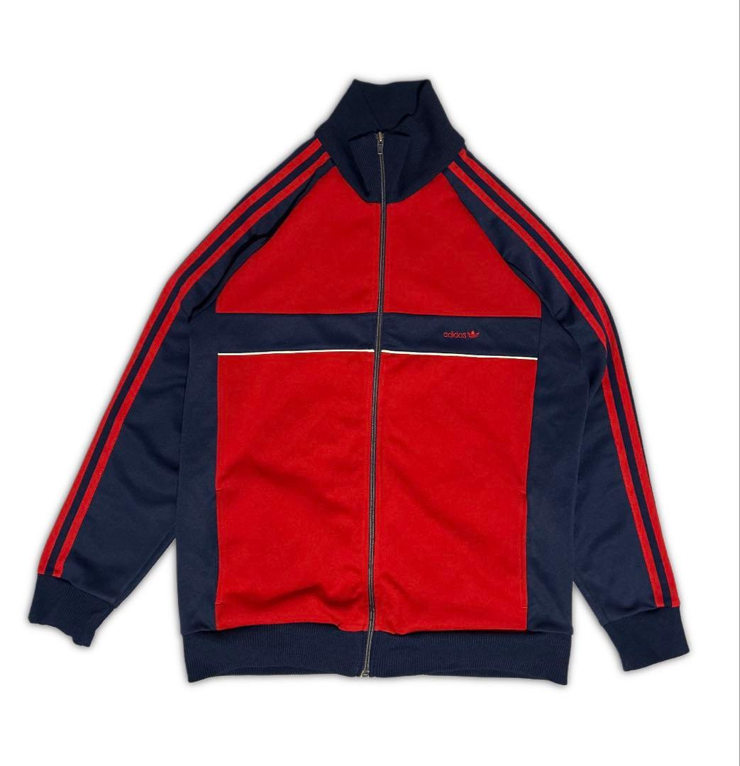 70s 80s ヴィンテージ adidas トラックジャケット西ドイツ製 紺赤