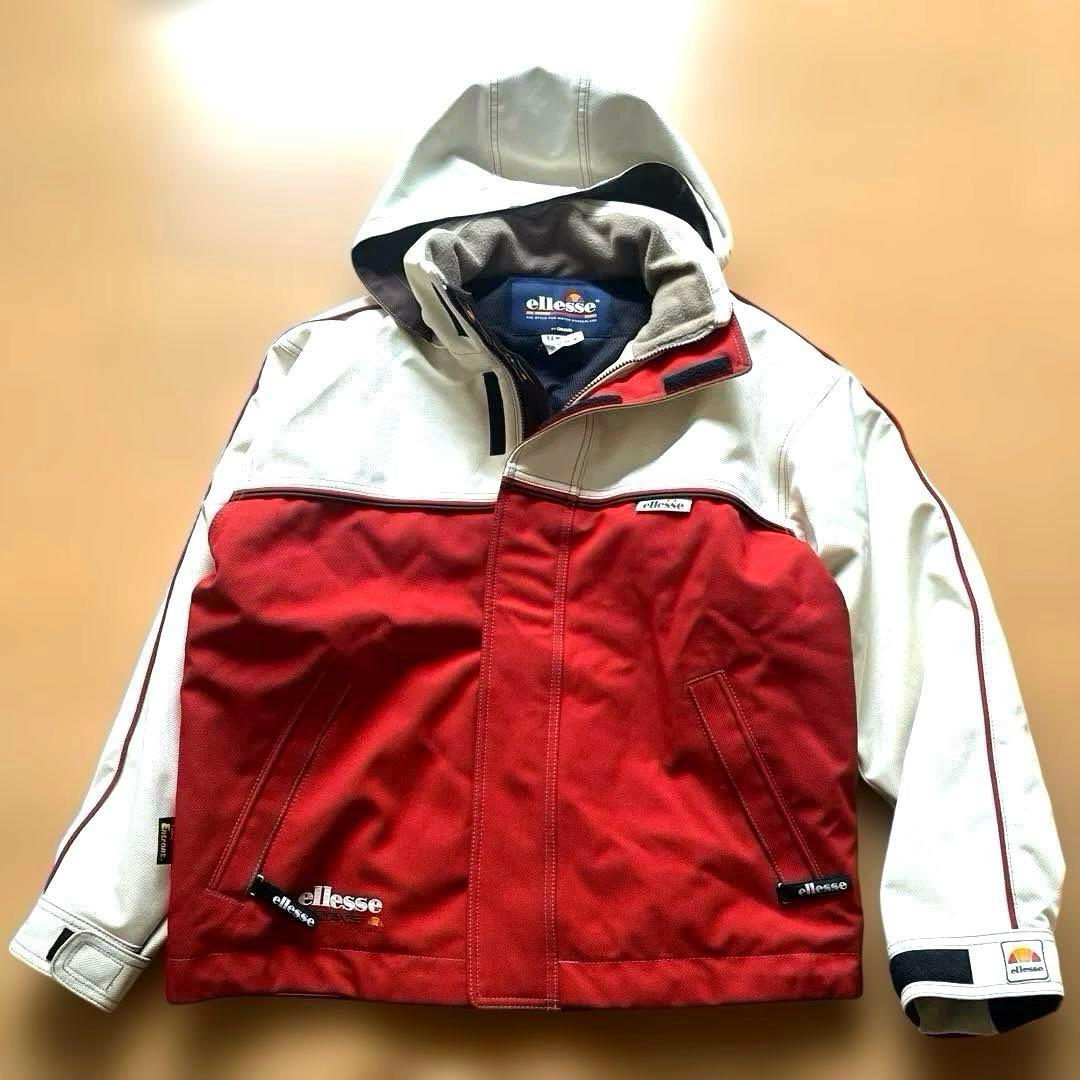 ellesse スノーボードウェア 赤/白 フード付き スキーウェア スノボ