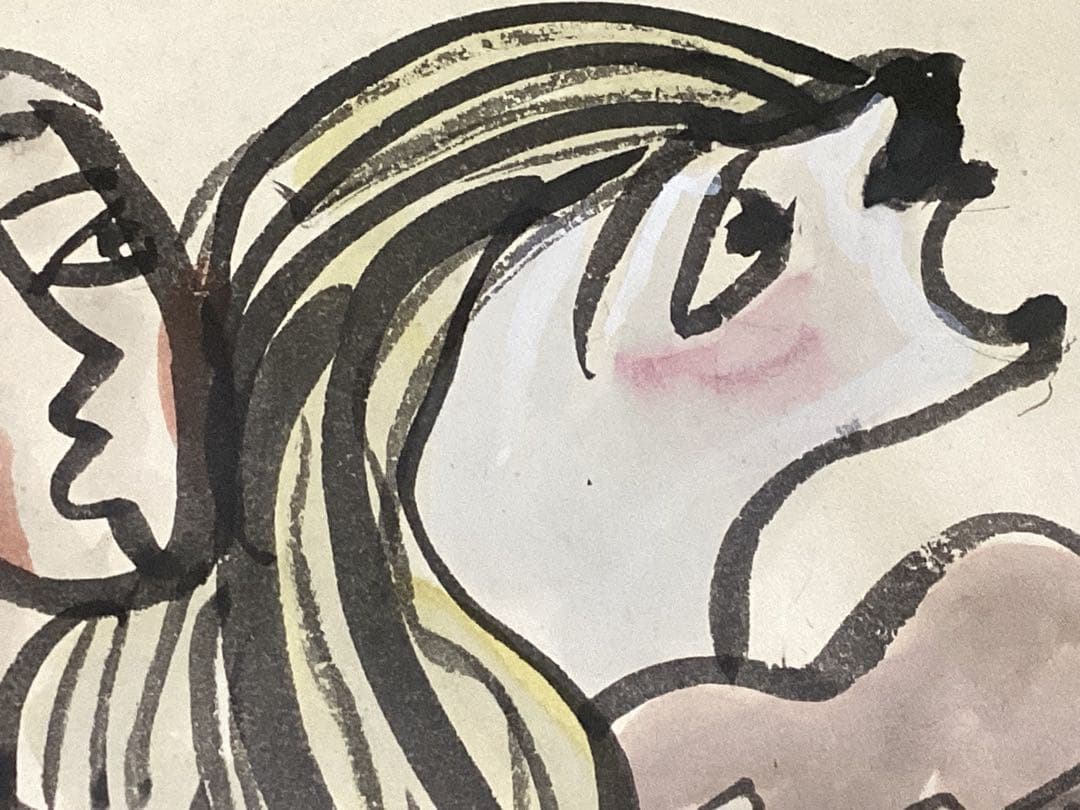 北川民次　裸婦像　水彩画　原画　直筆　和紙　直筆サイン落款有り　額入り　希少品